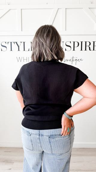 Tyra Mock Neck Cap Sleeve Sweater