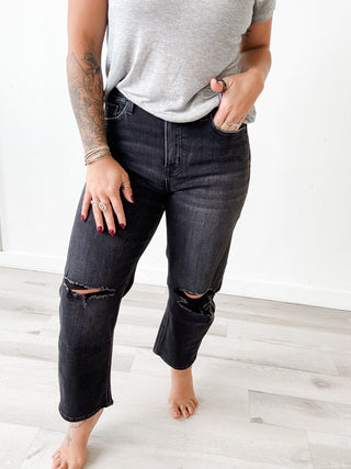 Vervet Distressed Barrel Jeans