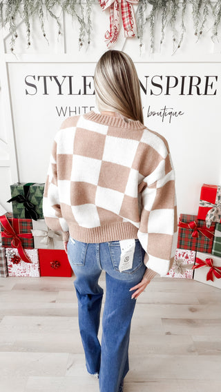 Maren Checkered Button Cardigan Sweater