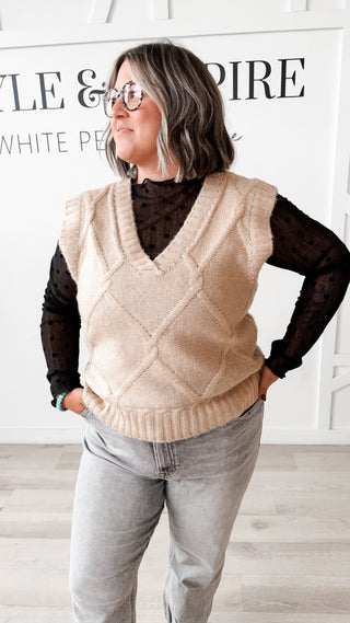 Ramona Cable Knit Vest W/Stud Detail