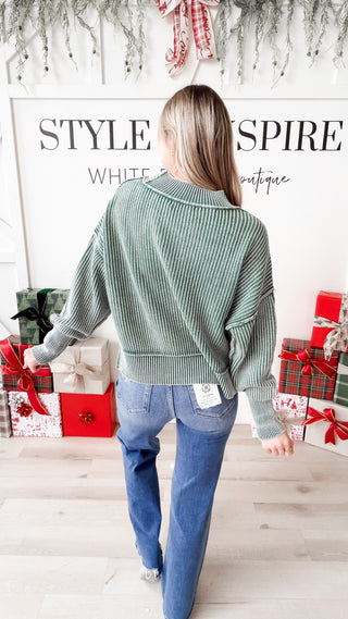 Nalani Washed Rib Oversized Crop Sweater