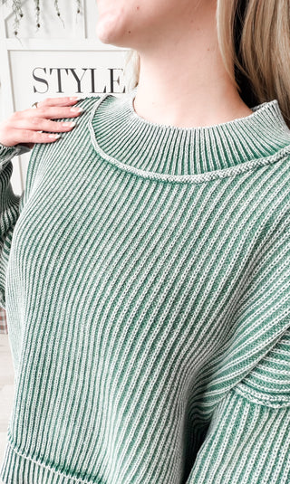 Nalani Washed Rib Oversized Crop Sweater
