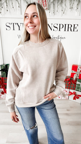 Kora Acid Washed Side Rib Sweatshirt