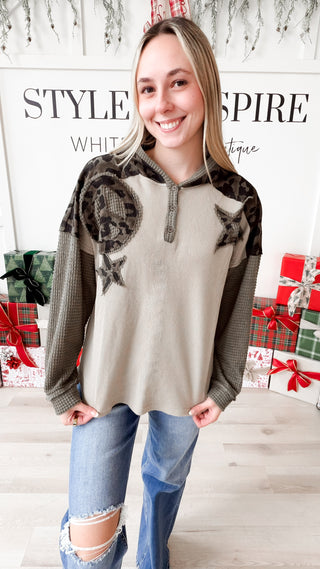 Mackenzie Star Peace Patchwork Hoodie