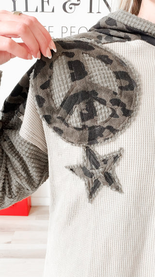 Mackenzie Star Peace Patchwork Hoodie
