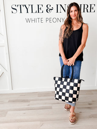 Courtney Checkered Tote