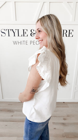 Ophelia Lace Flutter Sleeve Top