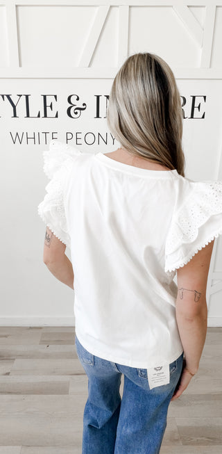 Ophelia Lace Flutter Sleeve Top