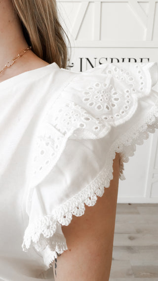 Ophelia Lace Flutter Sleeve Top