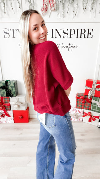 Macie Double Knit Half Sleeve Top