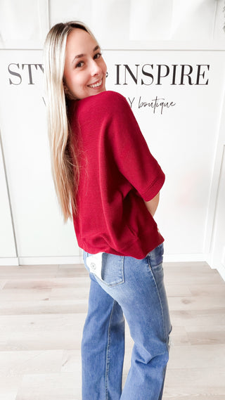 Macie Double Knit Half Sleeve Top
