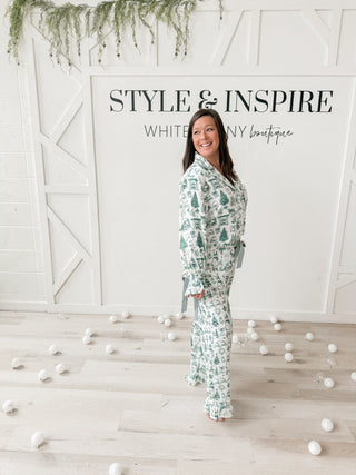 Christmas Satin Gingham Tie PJ Set