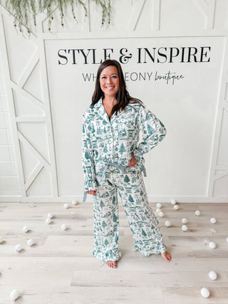 Christmas Satin Gingham Tie PJ Set