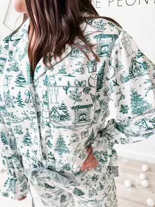 Christmas Satin Gingham Tie PJ Set