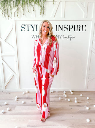 Santa Pink & Red Pajama Set