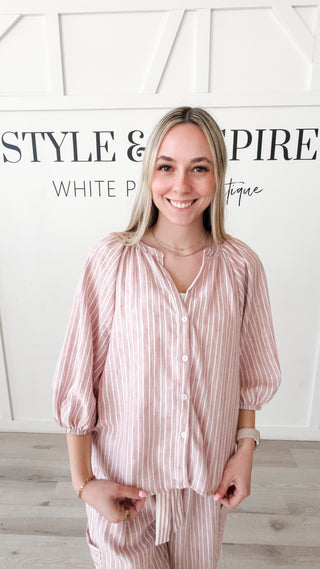 Camilla Striped Button Front Top