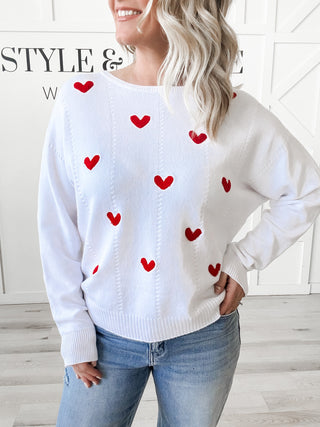 Amira Raised Hearts Sweater