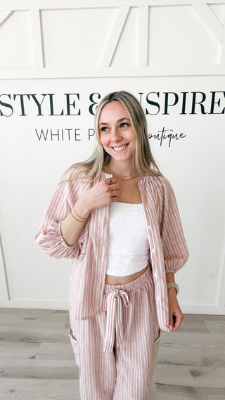 Camilla Striped Button Front Top