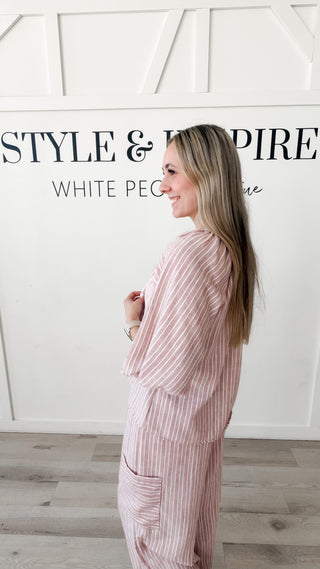 Camilla Striped Button Front Top