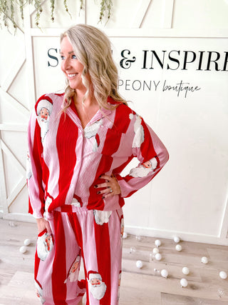 Santa Pink & Red Pajama Set