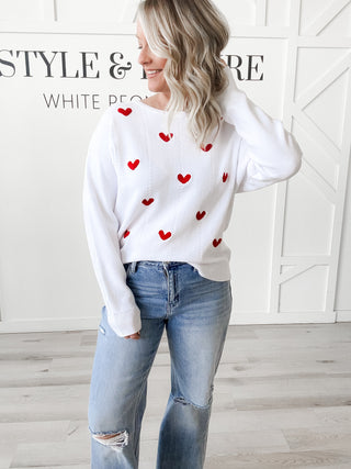 Amira Raised Hearts Sweater