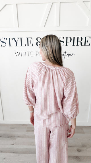 Camilla Striped Button Front Top