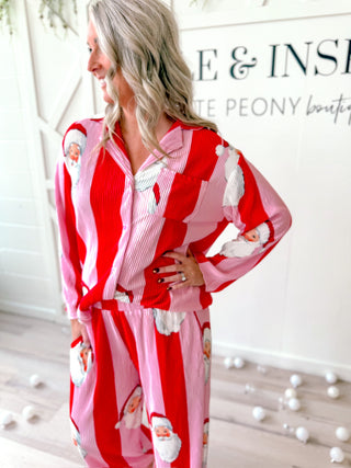 Santa Pink & Red Pajama Set