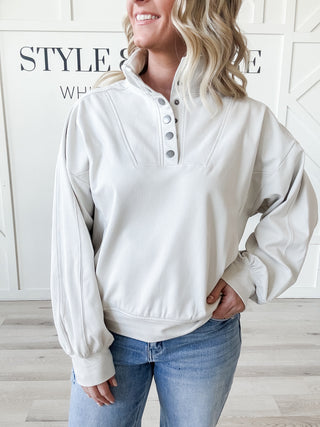 Sloane Brushed Half Snap Top