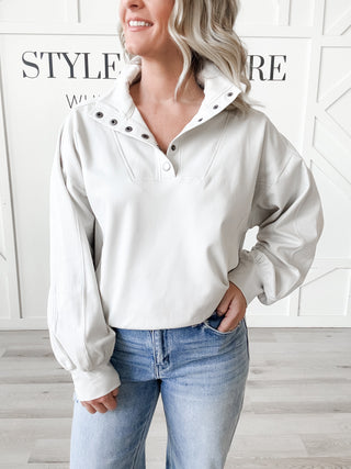 Sloane Brushed Half Snap Top