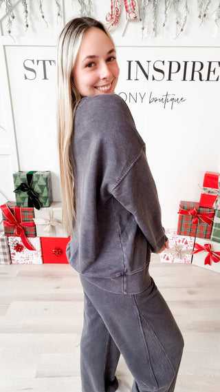 Trisha Washed Half Snap Sweatshirt