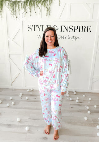 Martini Santa Velvet Bow Pajama Joggers