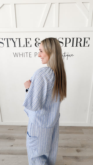 Camilla Striped Button Front Top