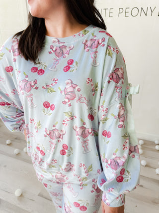 Martini Santa Velvet Bow Sweatshirt