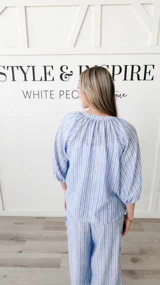 Camilla Striped Button Front Top