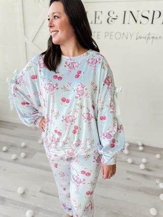 Martini Santa Velvet Bow Sweatshirt