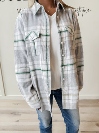 Evelyn Plaid Bleach Dipped Flannel Shirt