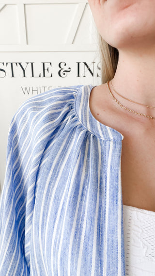 Camilla Striped Button Front Top