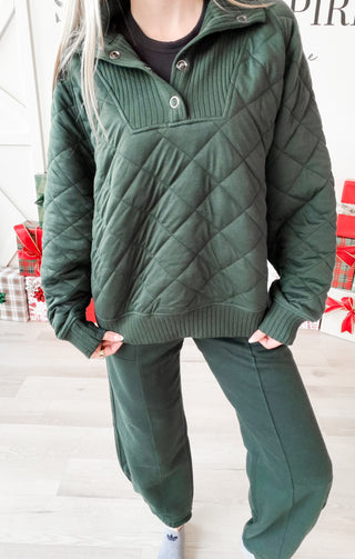 Anya Quilted 1/4 Snap Pullover