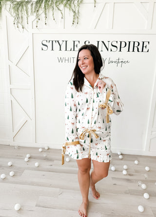 Tree & Bow Satin PJ Set