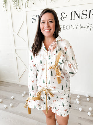 Tree & Bow Satin PJ Set