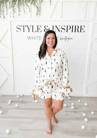 Tree & Bow Satin PJ Set