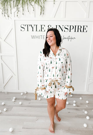 Tree & Bow Satin PJ Set