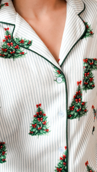 Striped Christmas Tree Pajama Set