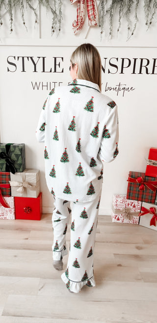 Striped Christmas Tree Pajama Set