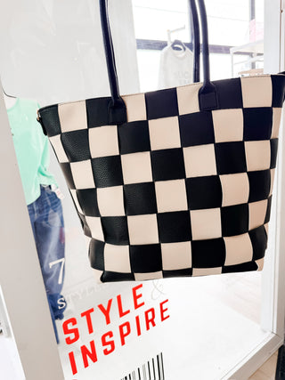 Courtney Checkered Tote