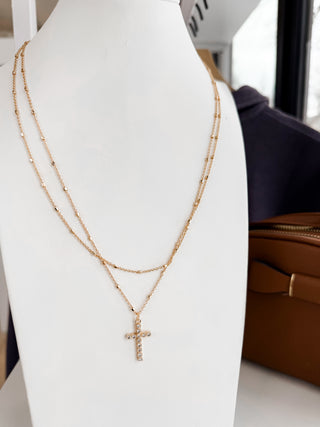 Two Row Cross Pendant Necklace *Final Sale*