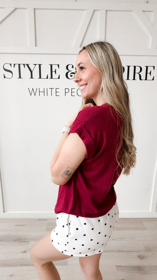 Colby Cotton Slub Rolled Sleeve Top