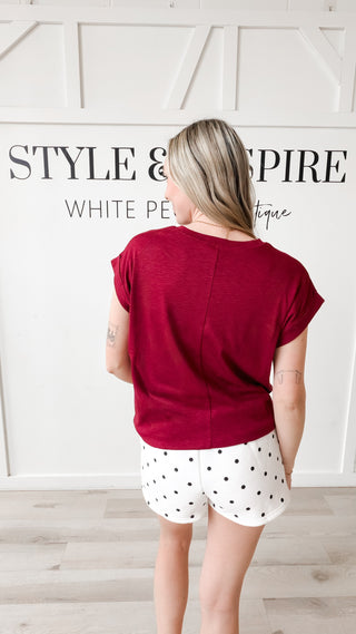 Colby Cotton Slub Rolled Sleeve Top