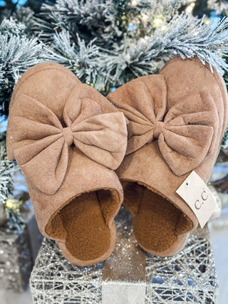 Faux Suede  Bow Slippers *FINAL SALE*