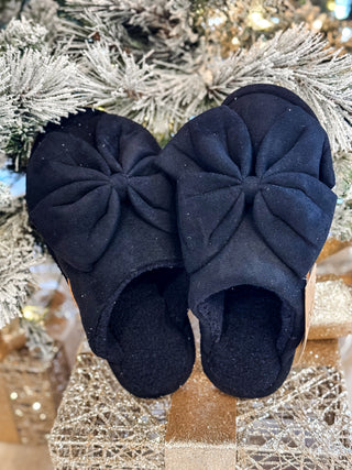 Faux Suede  Bow Slippers *FINAL SALE*